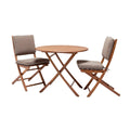 "Compact Wooden Patio Table and Foldable Chairs Set"