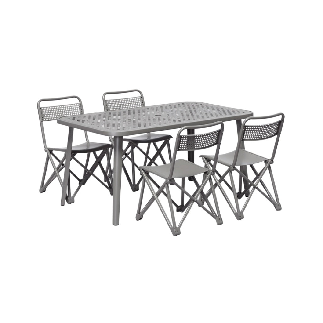 Metal Folding Dining Set with Four Chairs