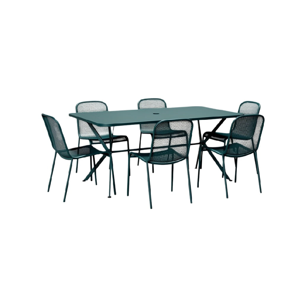 Outdoor Dining Set with Rectangular Table and Six Chairs