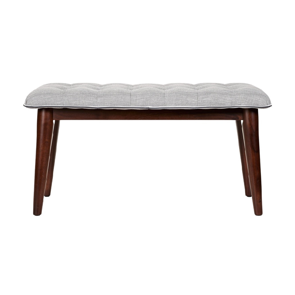 "Modern Tufted Upholstered Bench with Wooden Legs"