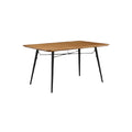 "Modern Wooden Table with Black Metal Legs"